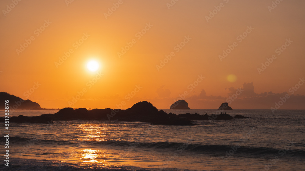 Golden hour sunrise on the pacific coast