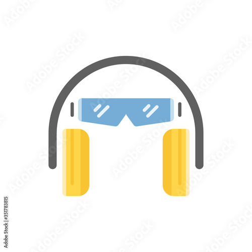 Ear and eye protection vector icon symbol isolated on white background