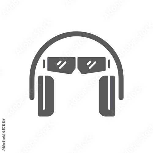 Ear and eye protection vector icon symbol isolated on white background