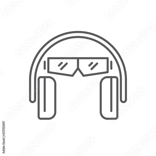Ear and eye protection vector icon symbol isolated on white background