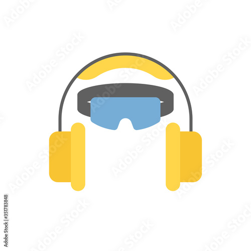 Ear and eye protection vector icon symbol isolated on white background