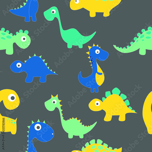 Childish dinosaur seamless pattern for fashion clothes, fabric, t shirts. hand drawn vector © ivaletta