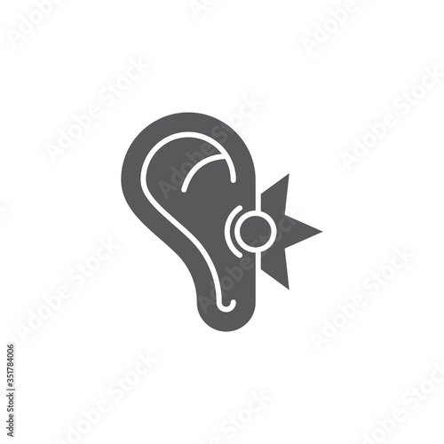Ear pain vector icon symbol medical isolated on white background