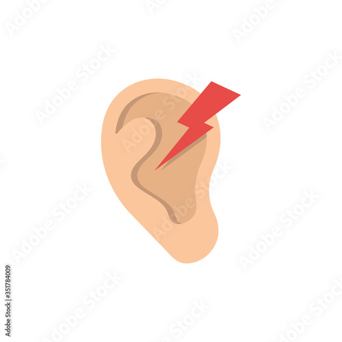 Ear pain vector icon symbol medical isolated on white background