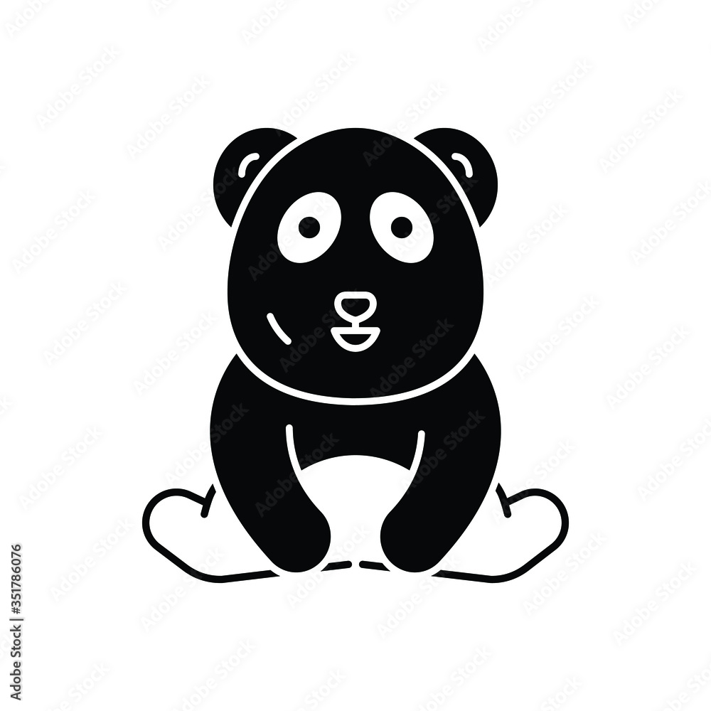 Black solid icon for panda Black solid icon for panda