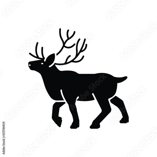 Black solid icon for reindeer