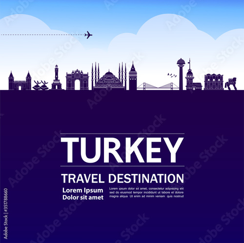 Turkey travel destination grand vector illustration. 