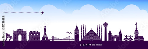 Turkey travel destination grand vector illustration. 