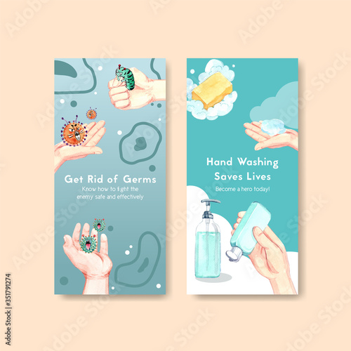 Hand sanitizer flyer template design with protect and safety about Coronavirus and bateria