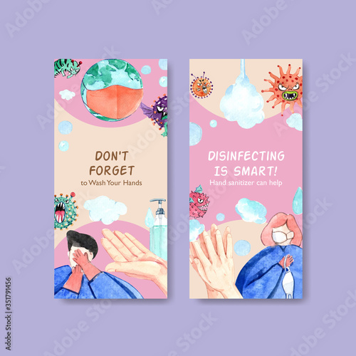 Hand sanitizer flyer template design with protect and safety about Coronavirus and bateria