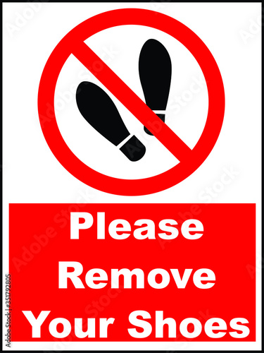 remove your shoes red sign