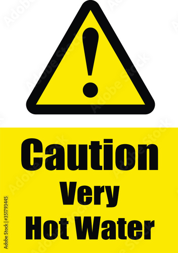 Caution very hot water warning sign