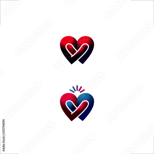 heart logo love hug design