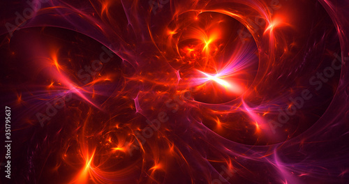 3D rendering abstract red fractal light background