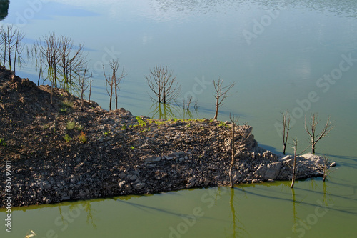 Corumbel dam at sunrise, La Palma del Condado, Huelva, Spain