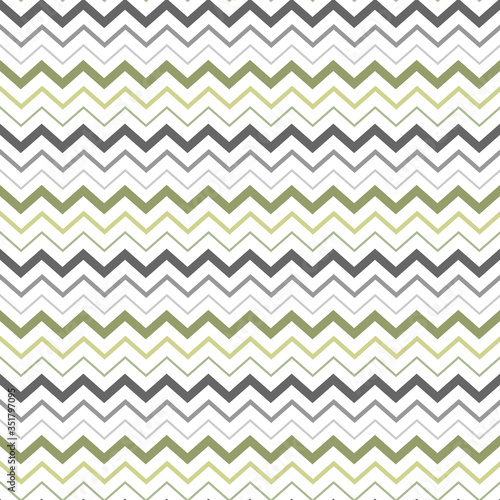 Zigzag stripes seamless pattern. Abstract background elegant green, grey lines. Vector illustration horizontal stripes. Repeating texture. Ornament in stripe. Design paper, wallpaper, textile, cloth.