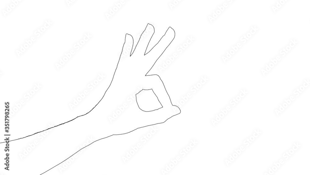 Outline sketch of hand showing OK gesture on white background. Outline sketch of hand showing OK gesture on white background.