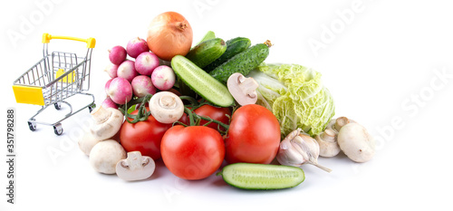 fresh country vegetables on a white isolated background  free space