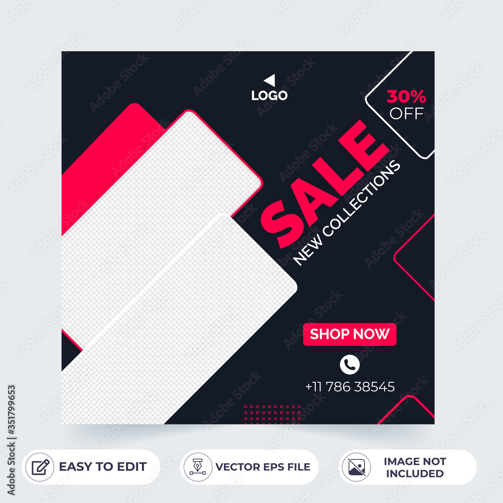Fashion sale for social media feed template. Social media template vector illustration. Promotion banner template. Fashion sale for social media feed template. Social media template vector illustration. Promotion banner template.