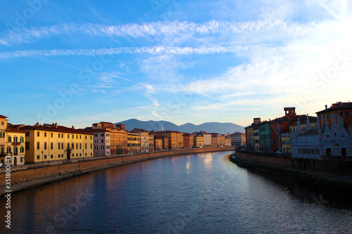 Wallpaper Mural beautiful sky and river view by the bridge in pisa italy Torontodigital.ca