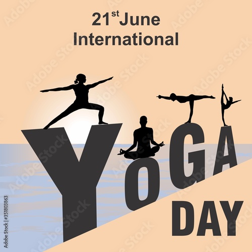 21 June International Yoga Day Vector illustration