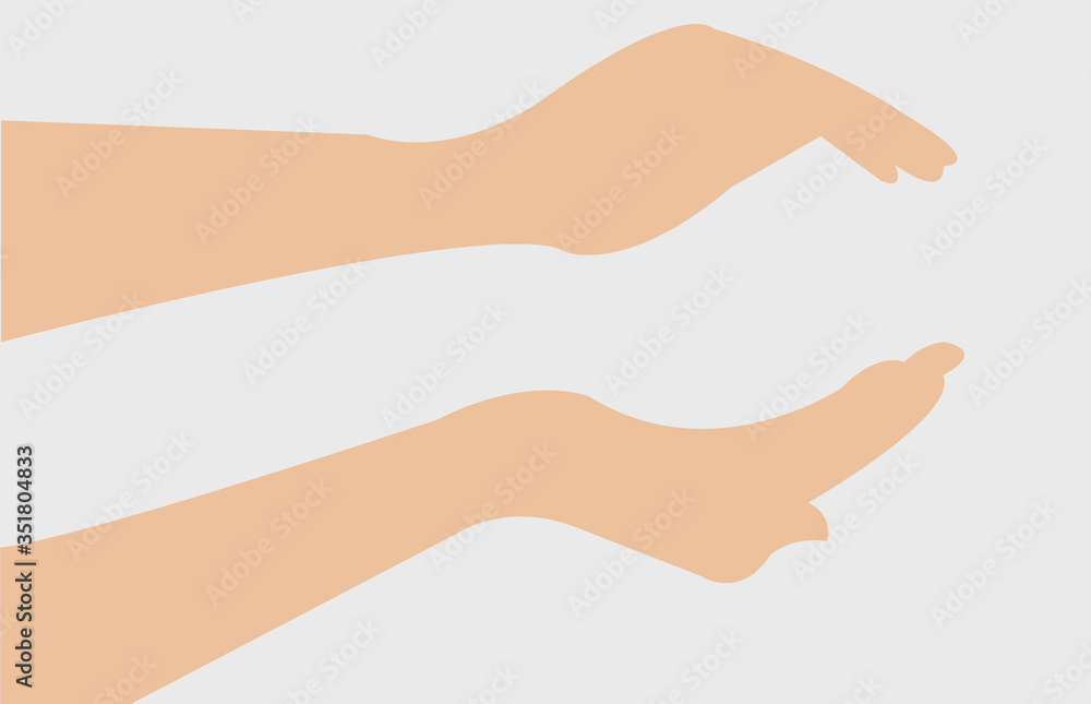 The hands are shaped up into a view nature. This object is vector illustration and color is editable. Uses for template, print, website , flyer and brochure. The hands are shaped up into a view nature. This object is vector illustration and color is editable. Uses for template, print, website , flyer and brochure.