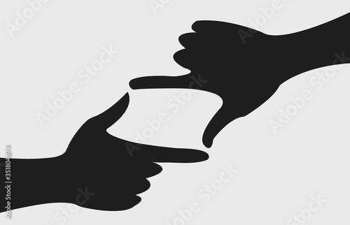 The hands are shaped up into a "viewfinder". This object is vector illustration and color is editable. Uses for template, print, website , flyer and brochure.