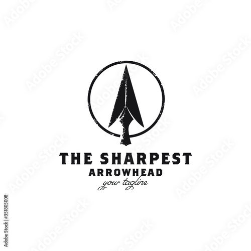 Vintage Retro Rustic Arrowhead Spear Hunting Hipster Logo Design	