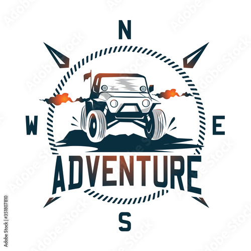 Adventure car logo illustration with vintage themes
