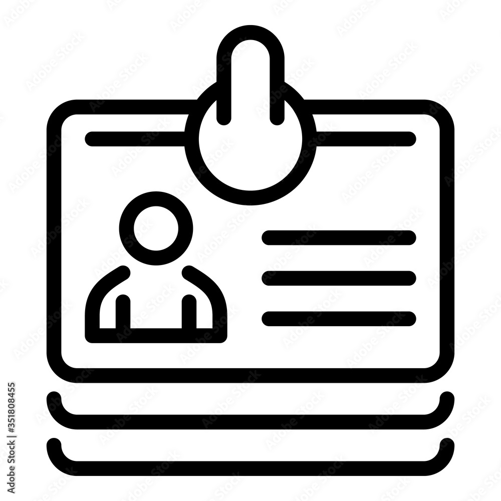 Prosecutor id card icon. Outline prosecutor id card vector icon for web design isolated on white background Prosecutor id card icon. Outline prosecutor id card vector icon for web design isolated on white background