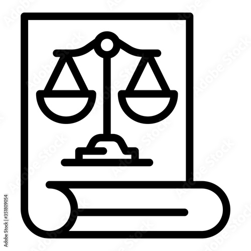 Prosecutor document icon. Outline prosecutor document vector icon for web design isolated on white background