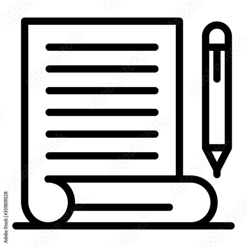Judgment pen paper icon. Outline judgment pen paper vector icon for web design isolated on white background