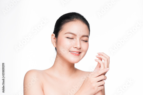 Youth and Skin Care Concept. Beauty Spa Asian Woman with perfect skin Portrait.