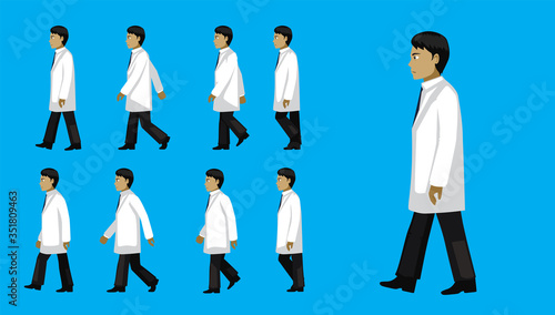 Manga Man Doctor Walking Animation Sequence Cartoon