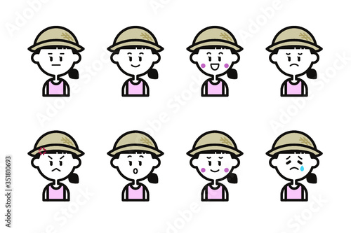 夏の女の子のアイコンセット