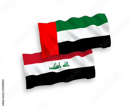 Flags of Iraq and United Arab Emirates on a white background
