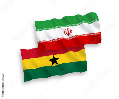 Flags of Ghana and Iran on a white background