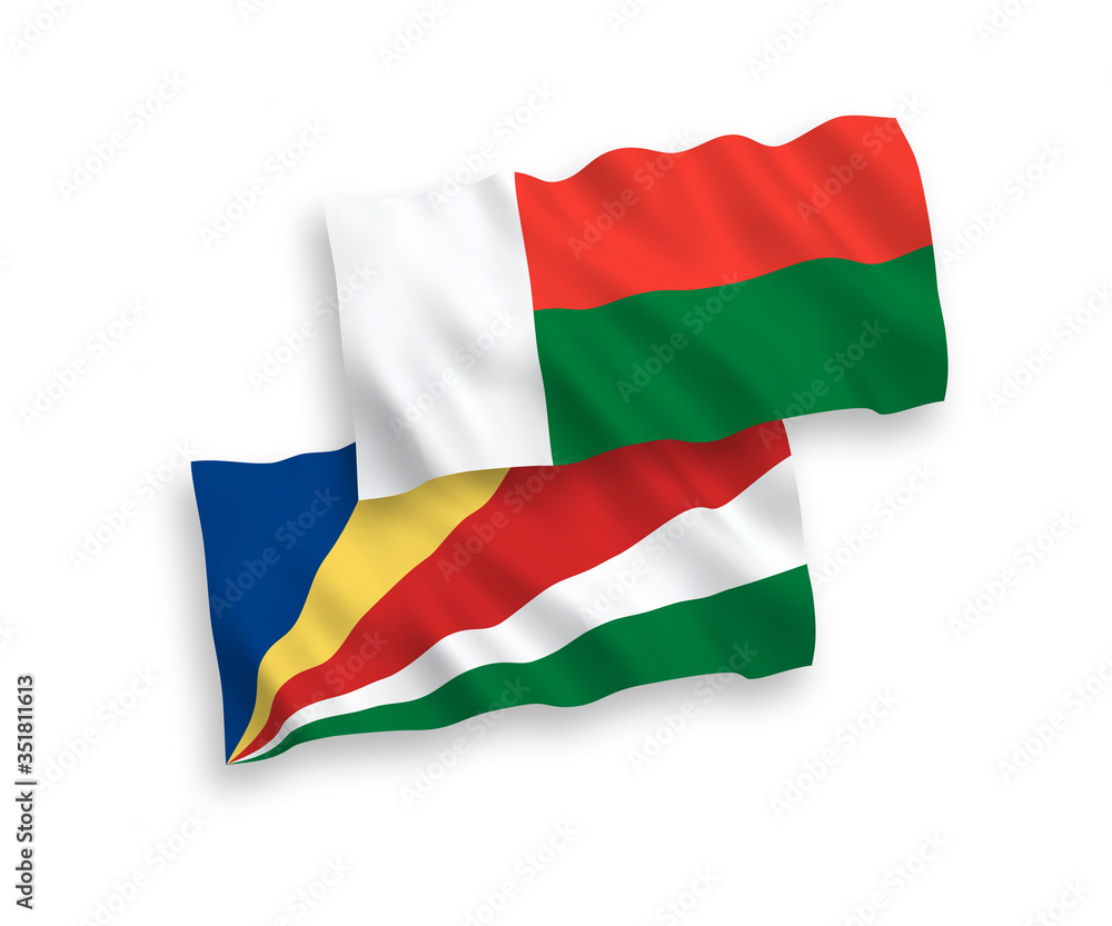 Obraz premium Flags of Madagascar and Seychelles on a white background