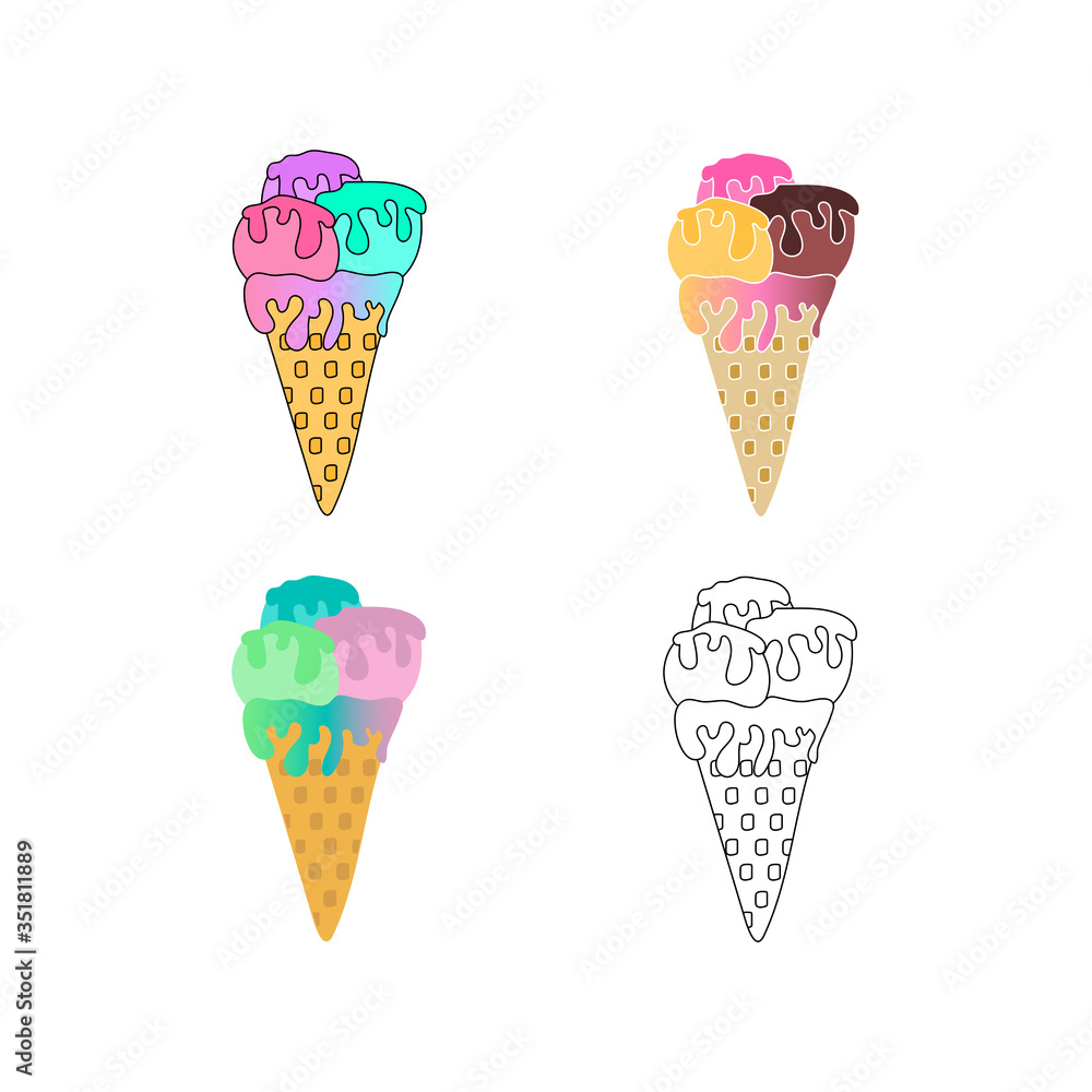 Hand drawn ice cream cone. Vector illustration. EPS 10 Hand drawn ice cream cone. Vector illustration. EPS 10