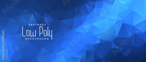 blue low poly banner with triangle shapes background