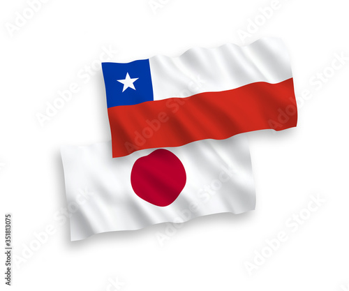 Flags of Japan and Chile on a white background