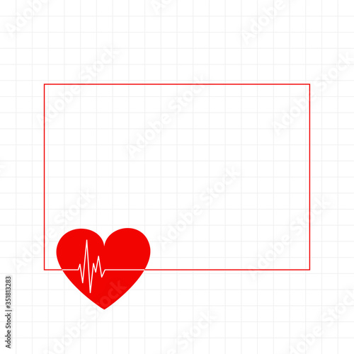 red heart with cardiograph line medical background