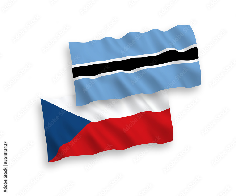 Flags of Czech Republic and Botswana on a white background Flags of Czech Republic and Botswana on a white background