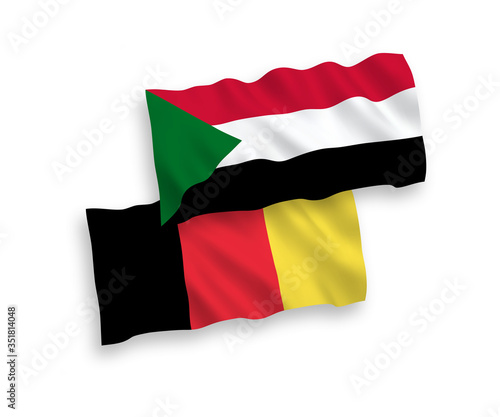 Flags of Belgium and Sudan on a white background