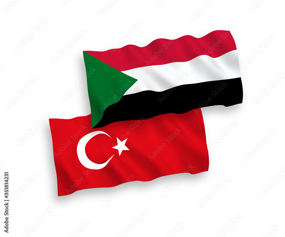 Flags of Turkey and Sudan on a white background Flags of Turkey and Sudan on a white background