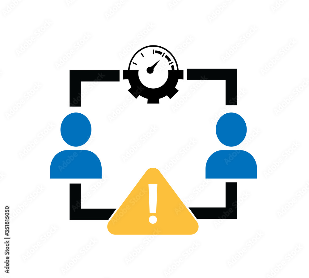 Two persons gear and risk sign in a circle making network symbolizing the concept of risk analysis Two persons gear and risk sign in a circle making network symbolizing the concept of risk analysis