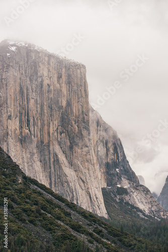 El Capitan on a Foggy Day in Yosemite National Park