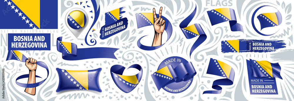 Vector set of the national flag of Bosnia and Herzegovina Vector set of the national flag of Bosnia and Herzegovina