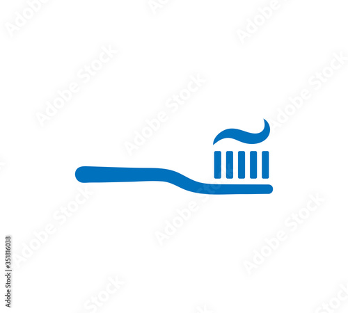 Vector icon of toothbrush with applied toothpaste portion