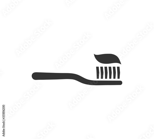 Vector icon of toothbrush with applied toothpaste portion